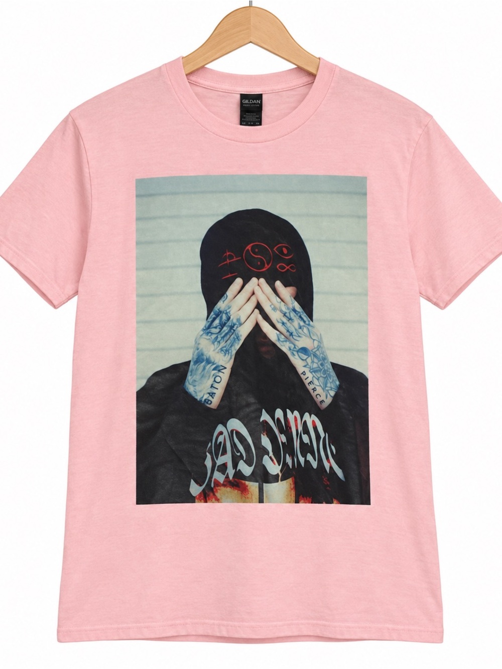 Gildan Light Pink Short-Sleeve Tee with Photo Graphic